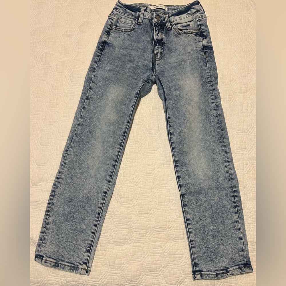 Willow & Root Acid Wash Adjustable Waist Straight Leg Mom Jeans Size 8